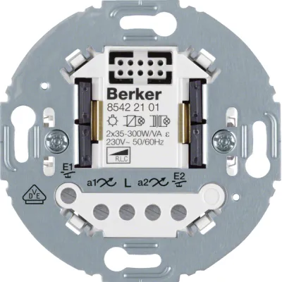 Berker Universal Tastdimmer 2fach 85422101 | 2-Draht | Unterputz | 35-300W | LED geeignet | Phasenan-/abschnitt | IP20