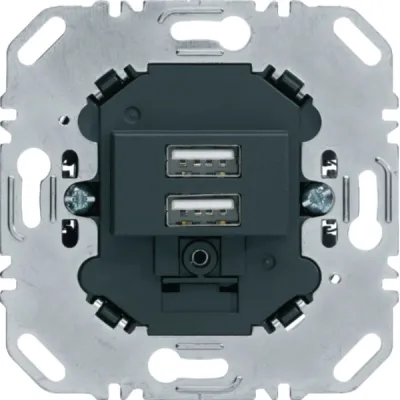 Berker USB Ladesteckdose 230V 2fach 3A 260205 | Unterputz | 2x USB Typ A | Schraubklemme | anthrazit matt RAL 7021