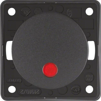 Berker Kontroll-Wippschalter 937522505 | 2-polig | mit roter Linse | Glimmlampe | anthrazit matt | IP44 | Thermoplast