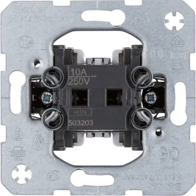 Berker Wipptaster 503203 Modul-Einsatz | 1 Schließer 1 Öffner | Unterputz | Steckklemmen | IP20 | 10A 250V | Weiß