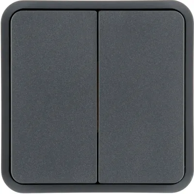 Berker Wippe 2-fach 30553545 | Taster-Schalter Einsatz W.1 | grau matt | Kunststoff | IP55 | RAL 7011 | halogenfrei