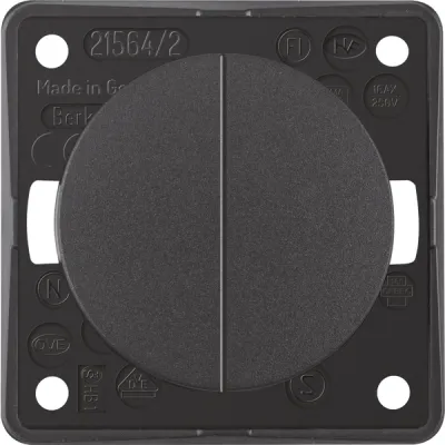 Berker Serienschalter 936552505 | Wippenschalter Integro Flow/Pure 2fach | anthrazit matt | 250V | IP20