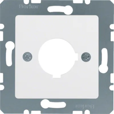 Berker Zentralplatte 14321909 für Meldegerät | Ø 22,5 mm | Schraubbefestigung | Kunststoff matt | weiß RAL 9010