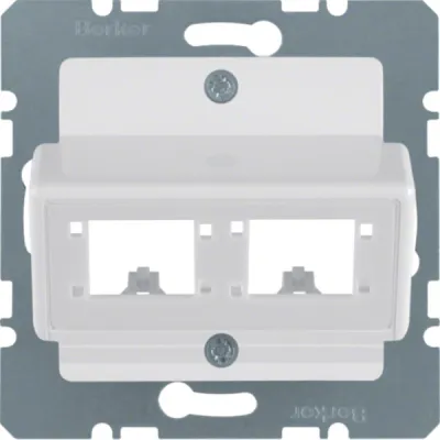 Berker Zentralplatte 147209 | für 1-2 RJ45 Module | Unterputz | polarweiß glänzend | Kunststoff | schräger Auslass