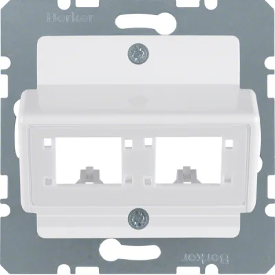 Berker Zentralplatte 147209 | für 1-2 RJ45 Module | Unterputz | polarweiß glänzend | Kunststoff | schräger Auslass