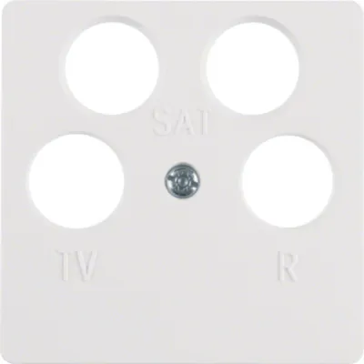 Berker Zentralplatte 4-fach | Antennen-Steckdose | 14841909 | SAT TV Radio | 2 F-Buchsen | UP | polarweiß matt