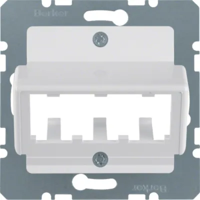 Berker Zentralplatte 142709 | für 3 MINI-COM Module | polarweiß glänzend | Schraubbefestigung | Unterputz | Kunststoff