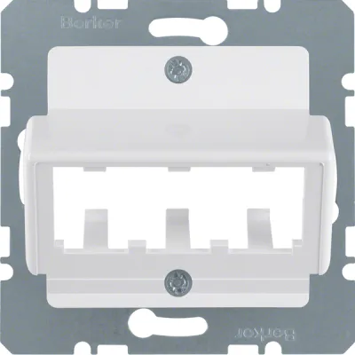 Berker Zentralplatte 142709 | für 3 MINI-COM Module | polarweiß glänzend | Schraubbefestigung | Unterputz | Kunststoff