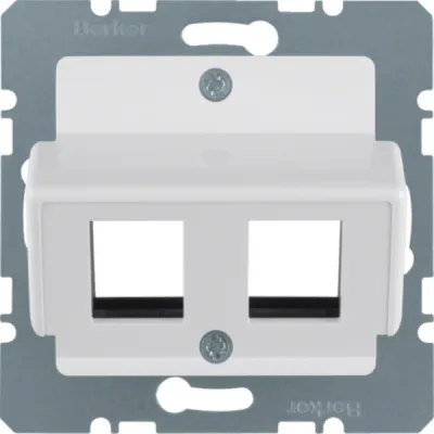 Berker Zentralplatte 146409 | für Krone Modular Jack Cat.5/5e/6 | 2-fach | 30° schräg | Kunststoff | polarweiß glänzend