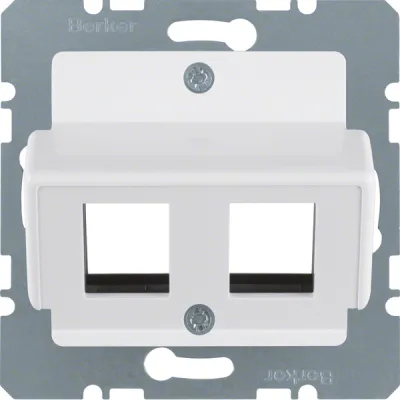 Berker Zentralplatte 146409 | für Krone Modular Jack Cat.5/5e/6 | 2-fach | 30° schräg | Kunststoff | polarweiß glänzend