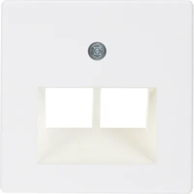 Berker Zentralplatte UAE/IAE 2-fach | Cat.3/5e/6 | 45° Schragauslass | Unterputz | polarweiß glänzend