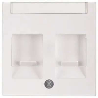 Berker Zentralplatte 2-fach Modular-Jack | Staubschutz | Beschriftungsfeld | UP | Thermoplast glänzend | polarweiß