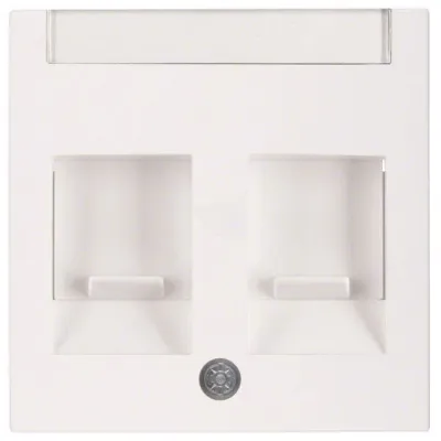 Berker Zentralplatte Modular-Jack 2-fach | Staubschutz | Beschriftungsfeld | Kunststoff | polarweiß