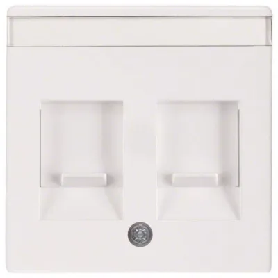 Berker Zentralplatte Modular-Jack 2-fach 11816089 | Staubschutz | Beschriftungsfeld | UP | Thermoplast | polarweiß