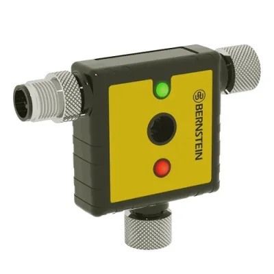 BERNSTEIN T-Adapter SEU-1/0-T45-C 6075689190 | Not-Halt Schalter Integration | 1x M12 5-polig | 24V | IP67 | Schwarz