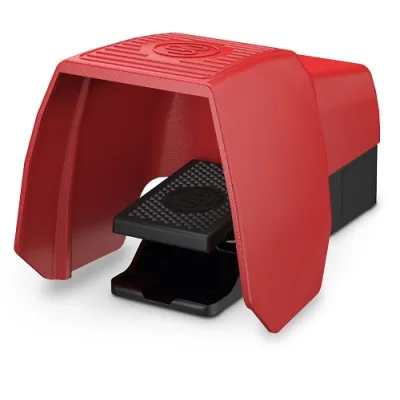 Bernstein Fußschalter F1-U2Z UN 6061700004 | Industrie-Fußtaster Ein/Aus | Metall | 2 Öffner 2 Schließer | IP65 | rot