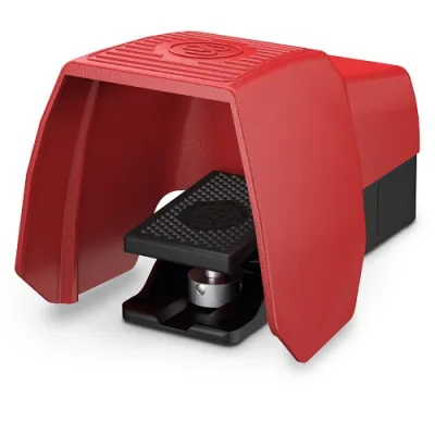 Bernstein Fußschalter F1-ZSD UN 6061000558 | Industrieschalter | Sicherheitspedal | Metall | IP67 | Schutzhaube | rot