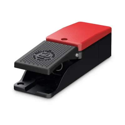 BERNSTEIN Fußschalter F1-U1Z | Industrie Fußtaster Metall 1S/1Ö | IP65 | 230V 3A | rot | 70x60x220mm