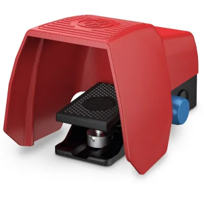 BERNSTEIN Fußschalter F1-SU1ZUV1ZDR UN 6161000203 | Sicherheitspedal Metall | Ein/Aus | verrastend | IP65 | rot