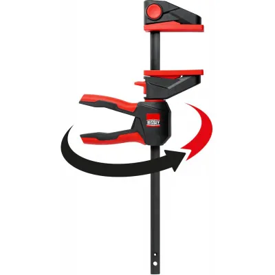 BESSEY Einhandzwinge EZ360-15 | 360° Griff | 150 mm Spannweite | 1.400 N | werkzeuglos | schwarz/rot