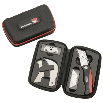 BESSEY Klappmesser-Set DBKPH-SET 0903075 | Universalmesser mit 4 Klingenarten | 20-tlg. Set | Nylonetui | schwarz/rot