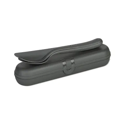 KOZIOL Besteckset Klikk Ready 2-teilig | Reisebesteck im Etui | Bio-Circular | spülmaschinengeeignet | grau