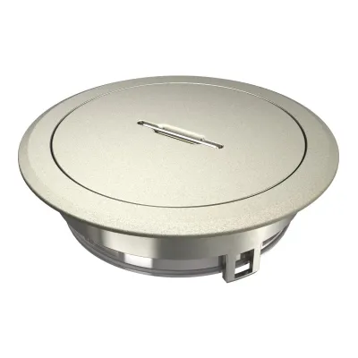 OBO Bettermann Tubusdeckel GES R2T Ni | rund | 140 mm | vernickelt | Kabelauslass | Griffbügel | Bodensteckdose