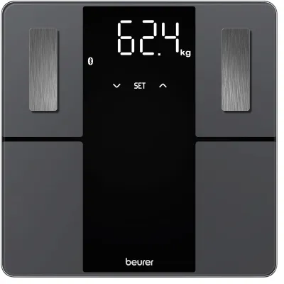 Beurer Personenwaage BF 500 | Diagnosewaage digital Bluetooth BMI Körperfettanalyse Muskelmasse App | Schwarz