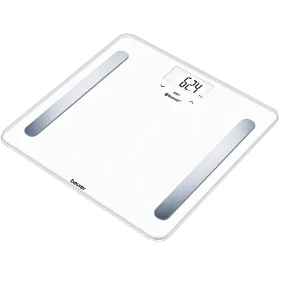 Beurer Personenwaage BF 600 Pure 749.03 | Diagnosewaage Bluetooth App | Körperfettanalyse BMI Kalorien | Glas | Weiß