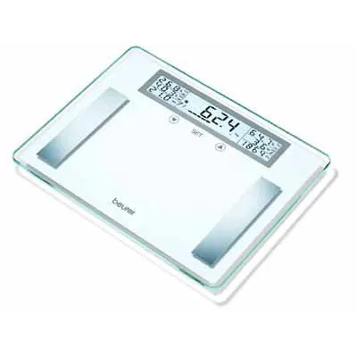 Beurer Personenwaage BG 51 XXL | digital | 200 kg | BMI & Körperfett Analyse | Glas/Edelstahl | weiß
