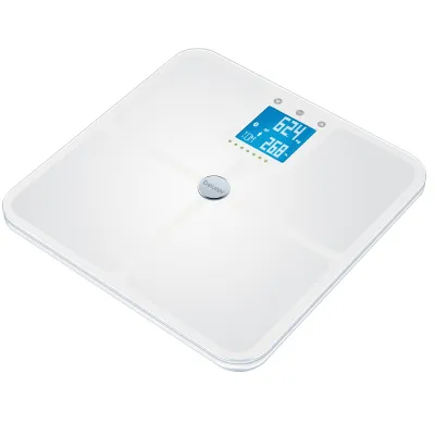 Beurer Diagnosewaage BF 950 / 749.11 | Körperfettwaage mit App | Bluetooth | Körperanalyse | 180kg | Glas | Weiß