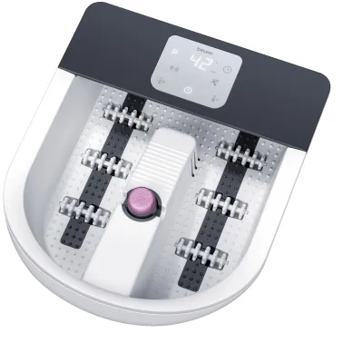 Beurer Fußsprudelbad FB 60 | 8 Funktionsstufen | Massage & Vibrationsmassage | Pediküraufsätze | 630W | Weiß/Grau