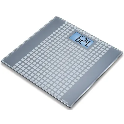 Beurer Personenwaage GS 206 Squares 756.63 | Glas | digital | 150 kg | 100 g Teilung | Quick-Start | 30x30 cm | grau