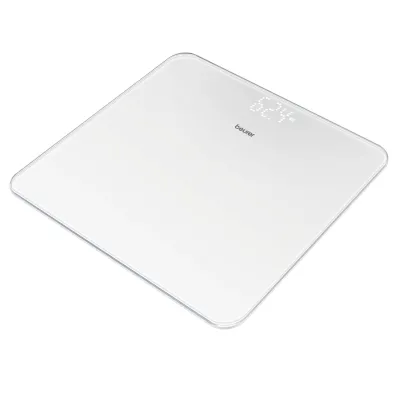 Beurer Personenwaage GS 225 | Digitalwaage aus Glas | 180 kg Tragkraft | Dot-Matrix-Anzeige | weiß