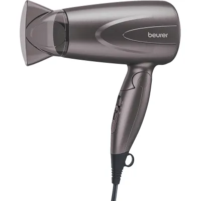Beurer Haartrockner HC 17 | Reisehaartrockner klappbar | 1300 Watt | 2 Heiz- & Gebläsestufen | Profidüse | silber