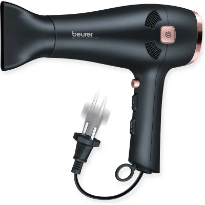 Beurer Haartrockner HC 55 | 2200W Ionen-Technologie | Kabeleinzug | 3 Heiz- 2 Gebläsestufen | Diffusor | Schwarz