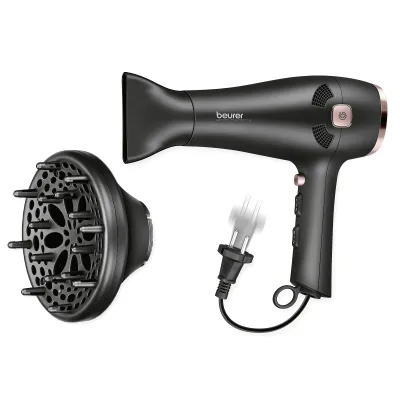 Beurer Haartrockner HC 55 | 2200W Ionen-Technologie | Kabeleinzug | 3 Heiz- 2 Gebläsestufen | Diffusor | Schwarz