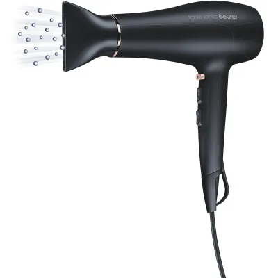 Beurer Haartrockner HC 50 | Triple Ionic Ionen-Technologie | 2200W | 3 Heizstufen | Diffusor & Stylingdüse | Schwarz