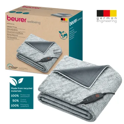 Beurer Heizdecke HD 75 Nordic Grey | 180x130 cm | 6 Stufen | Abschaltautomatik | waschbar | grau