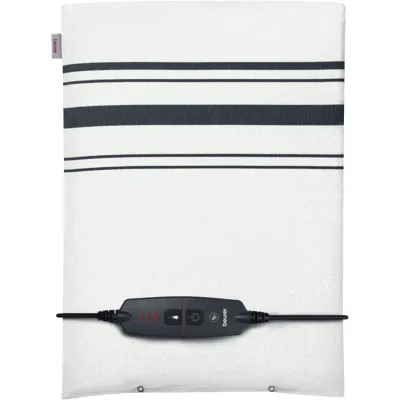 Beurer Heizkissen HK 26 | elektrisch | 3 Temperaturstufen | Abschaltautomatik | Baumwolle | Weiß-Grau