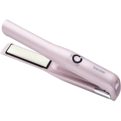 Beurer Mini-Haarglätter HS 20 | kabellos & akkubetrieben | 3 Temperaturstufen | Keramik-Turmalin | USB | rosa