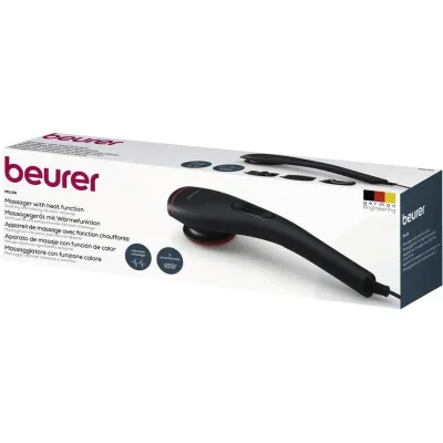 Beurer Massagegerät MG 24 10256 | Vibrationsmassage Handgerät | Wärmefunktion | 2 Stufen | 3 Aufsätze | Schwarz
