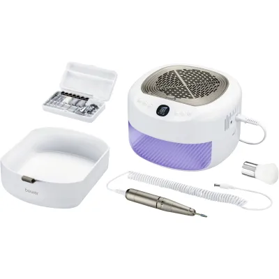 Beurer Maniküre-/Pedikürestation MP 200 | 3in1 Nagelfräser UV/LED-Lampe Staubabsaugung | 9 Aufsätze | weiß