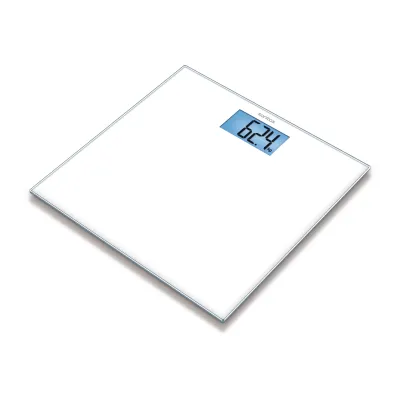 Sanitas Personenwaage SGS 03 | digital | Glas | 150 kg Tragkraft | LCD-Anzeige | 100 g Teilung | weiß | 30x30 cm