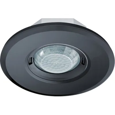 ESYLUX Bewegungsmelder MD-FLAT 360i/8 ROUND BLACK | 360° PIR-Sensor | Deckenmontage | Unterputz | schwarz