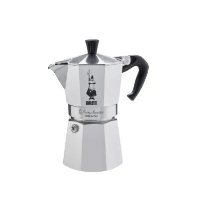 Bialetti Espressokocher Moka Express 1164 | 4 Tassen | Aluminium | Herdplatte | Ergonomischer Griff | Silber