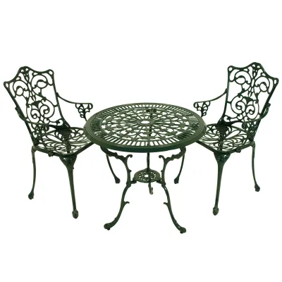 Bistroset 3-tlg. | Gartenmöbel Set | Aluminiumguss dunkelgrün | wetterfest | Outdoor