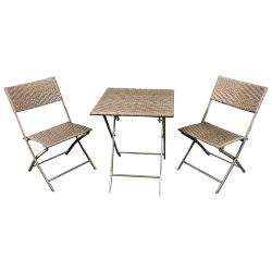 Bistroset 3-teilig, Metall + Polyrattan braun bicolor