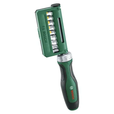 BOSCH Bit-Ratschenschraubendreher 1600A02Z9A | 19-tlg. Set | 80 mm Schaft | magnetisch | Drehmoment 36 Nm | schwarz