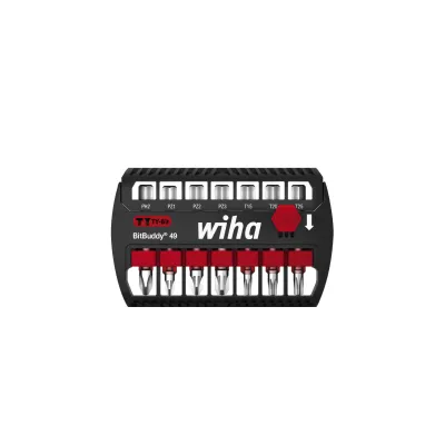 Wiha Bit-Set SB7946TY903 | BitBuddy TY-Bits 49mm | PH2 PZ1 PZ2 PZ3 T15 T20 T25 | 8-teilig | schwarz/rot | Kunststoffbox